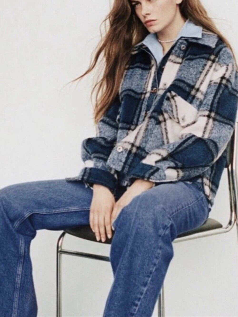 ZARA Jacket Womens Size XSmall Plaid Shacket Large Pockets Warm